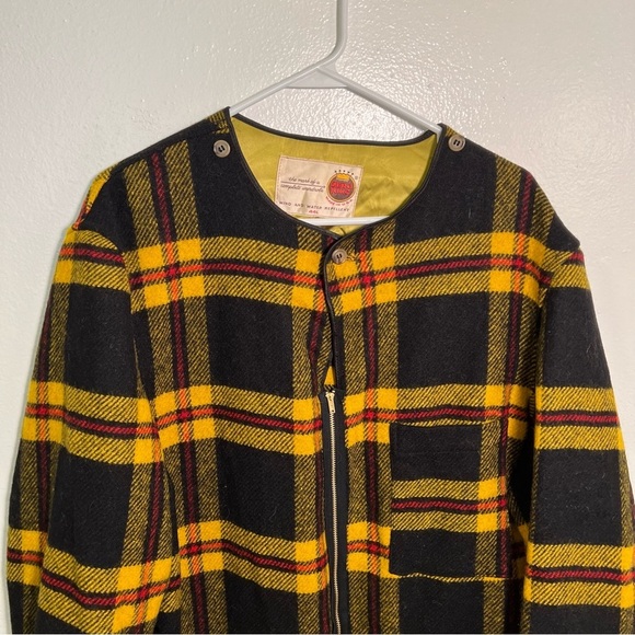 Vintage Zero King Full Zip Wool Coat Jacket Yellow Plaid 44L - Picture 2 of 14